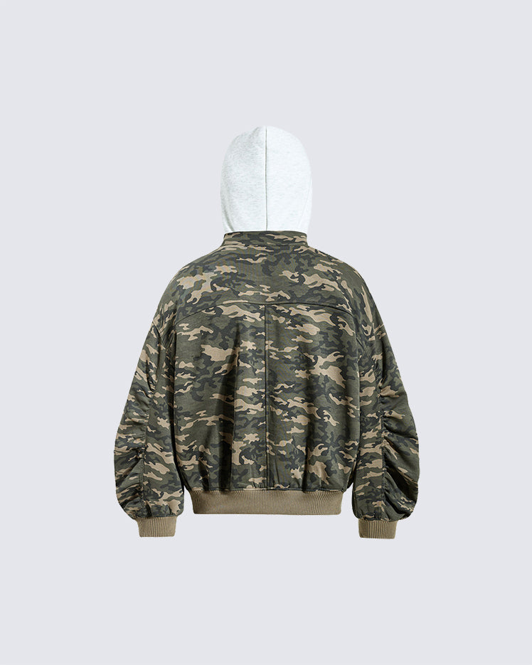 American Fake Two-Piece Patchwork Hooded Jacket