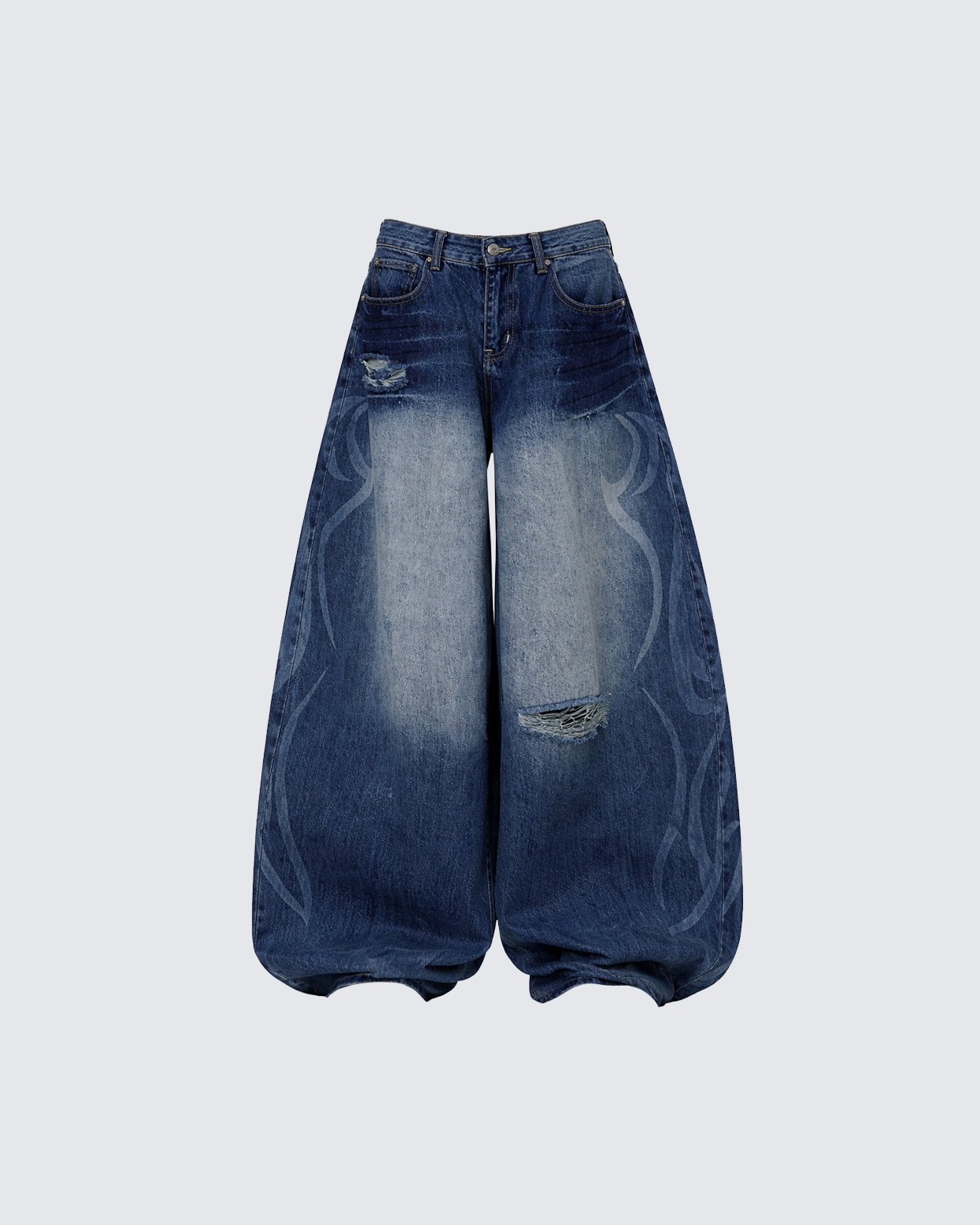 Discharge Print Thorn Scimitar Denim Pants