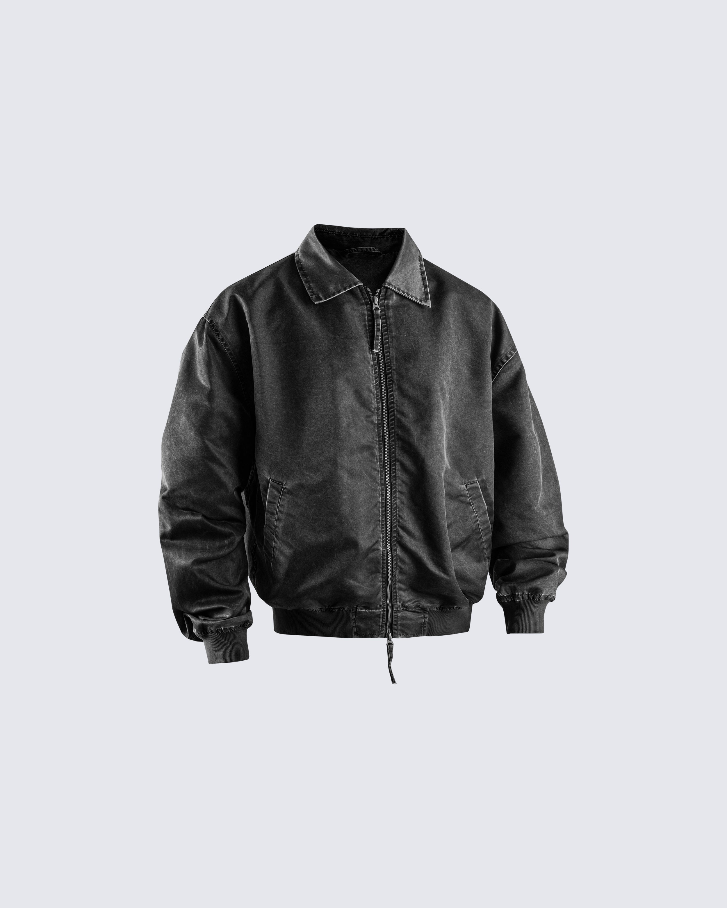 Washed Zip-Up Cotton Jacke