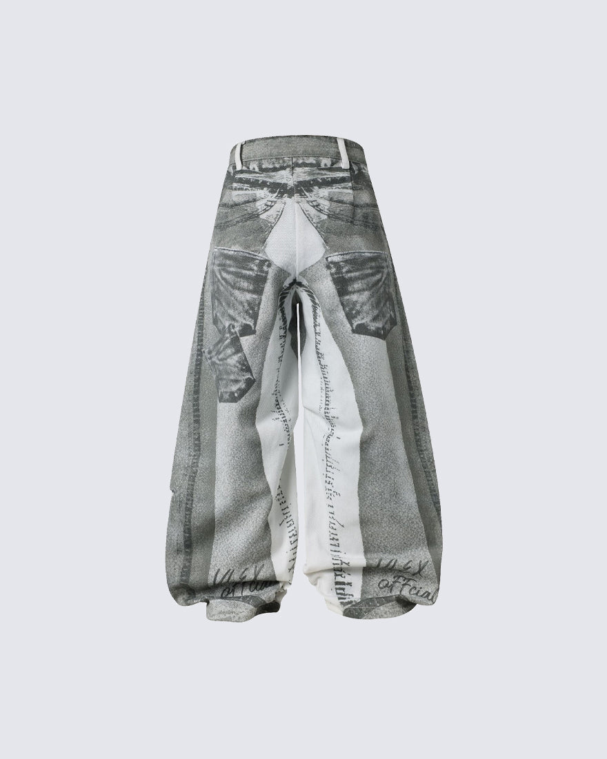 New American 3D Print Wide-Leg Pants