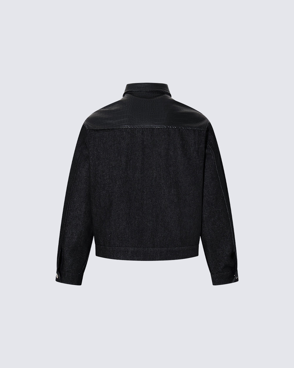 Raw Denim Leather Patchwork Jacket