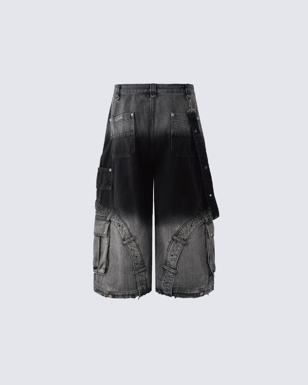 Washed Utility Wide Leg Cargo Shorts