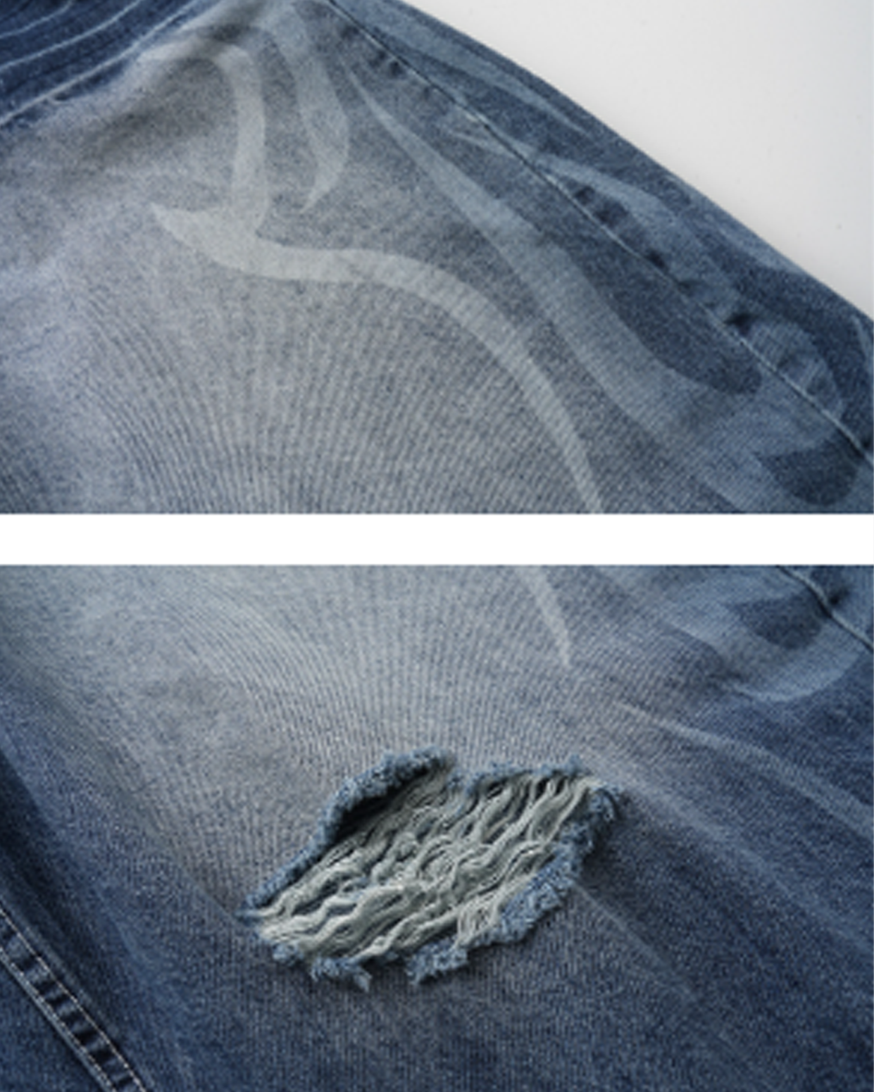 Discharge Print Thorn Scimitar Denim Pants