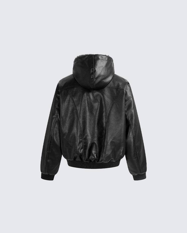 New American-Style Cool Faux Leather Jacket Coat
