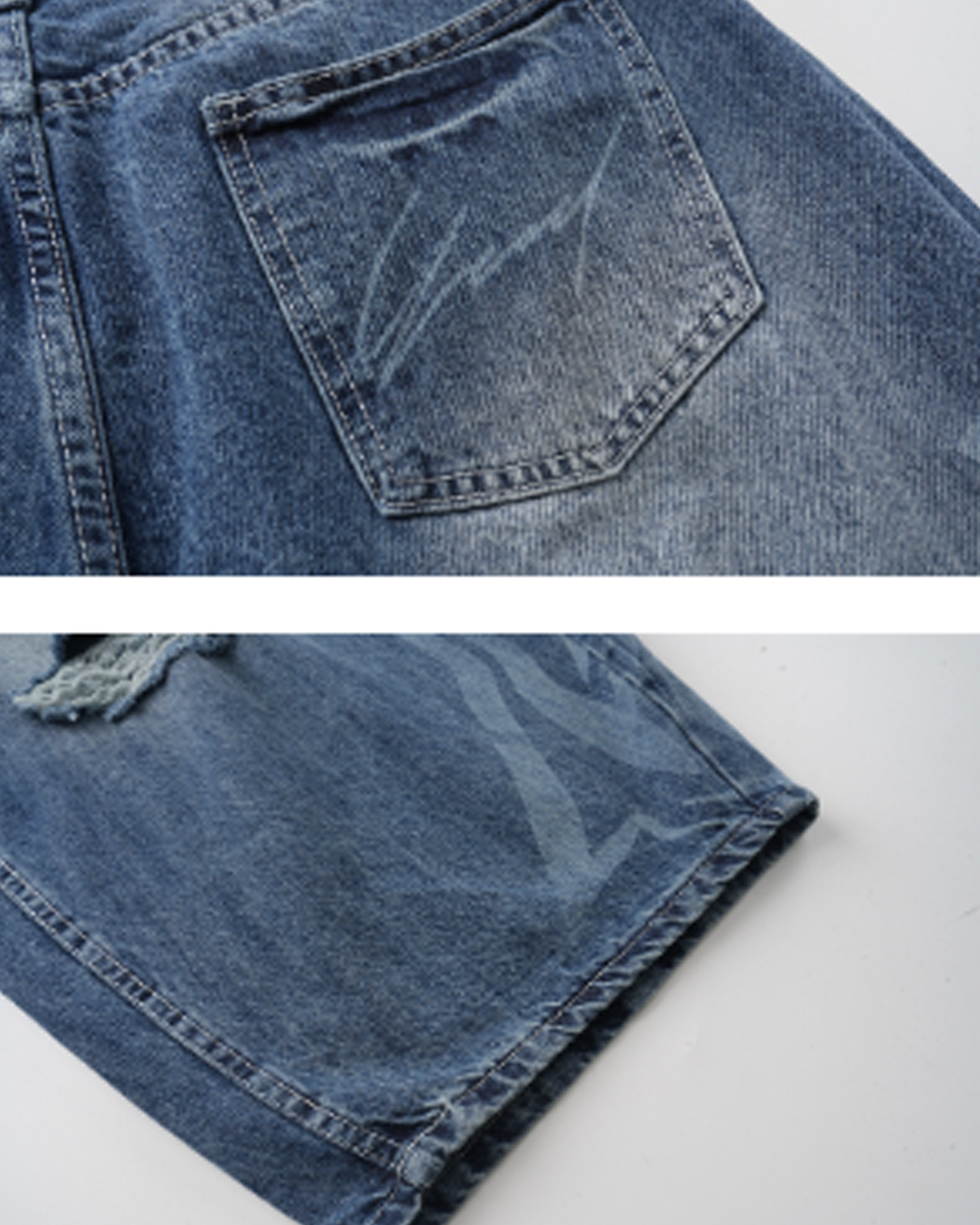Discharge Print Thorn Scimitar Denim Pants