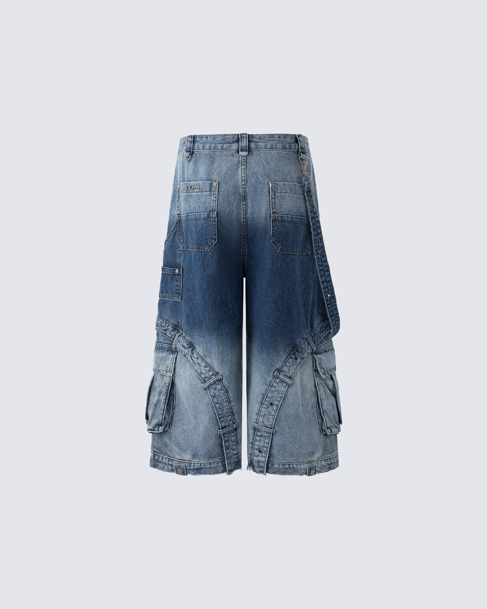 Washed Utility Wide Leg Cargo Shorts