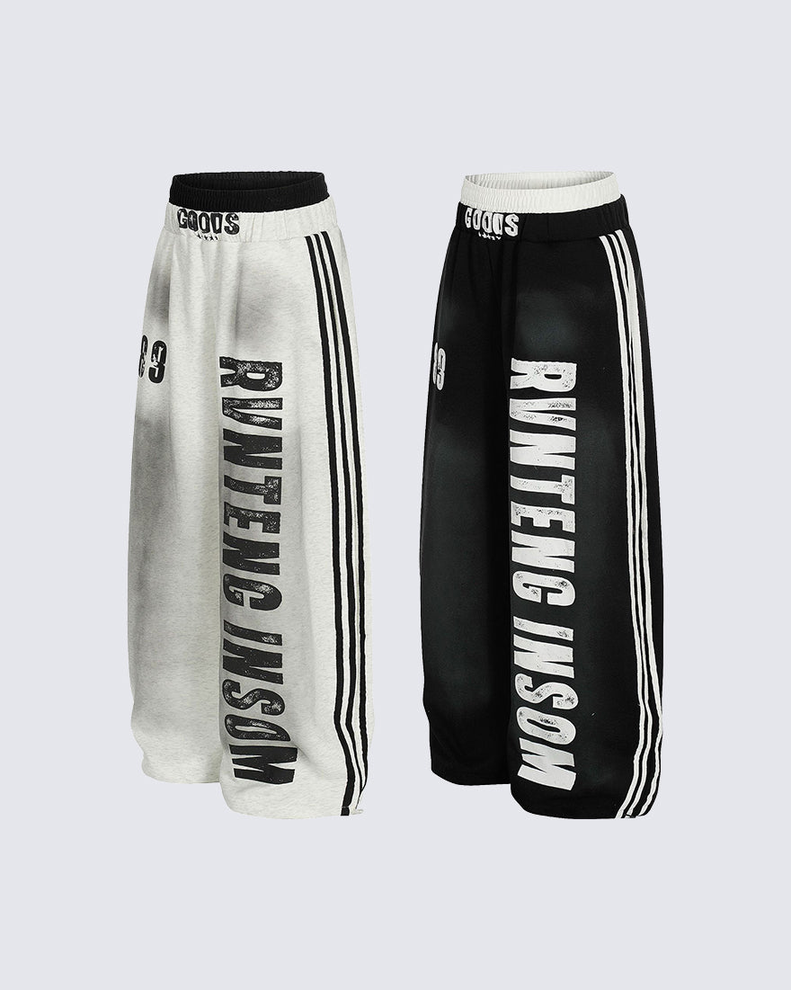 Washed Tie-Dye Letter Print Casual Pants