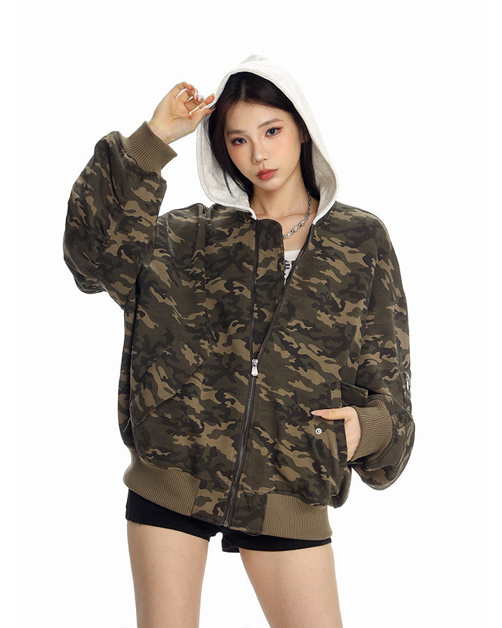 American Fake Two-Piece Patchwork Hooded Jacket