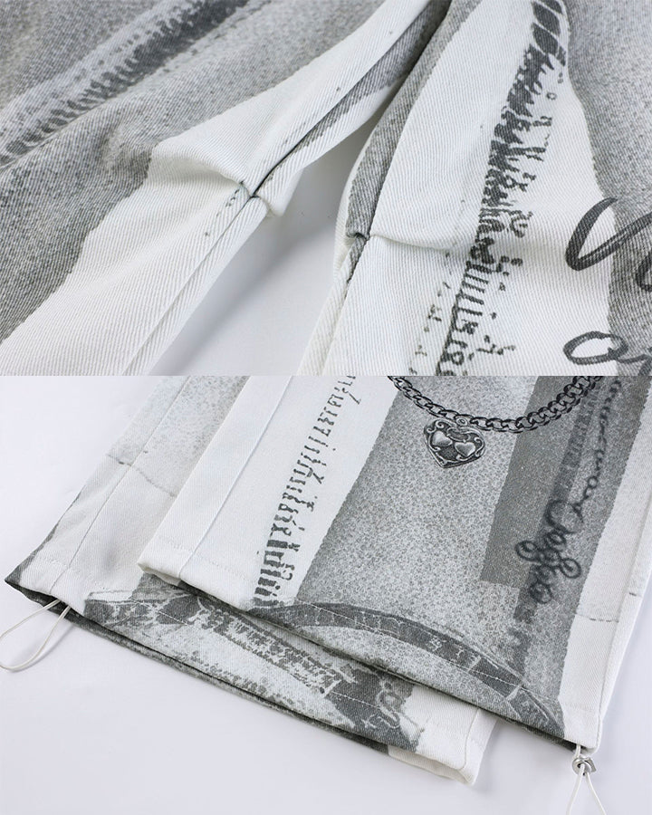 New American 3D Print Wide-Leg Pants
