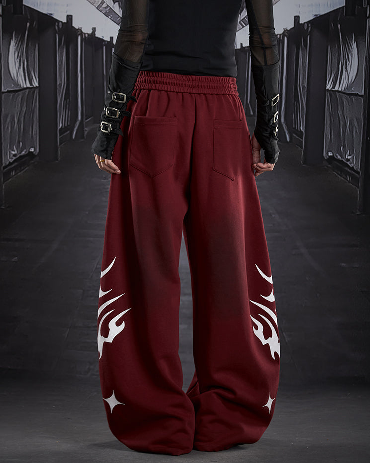 Street Flame Print Wide-Leg Sweatpants