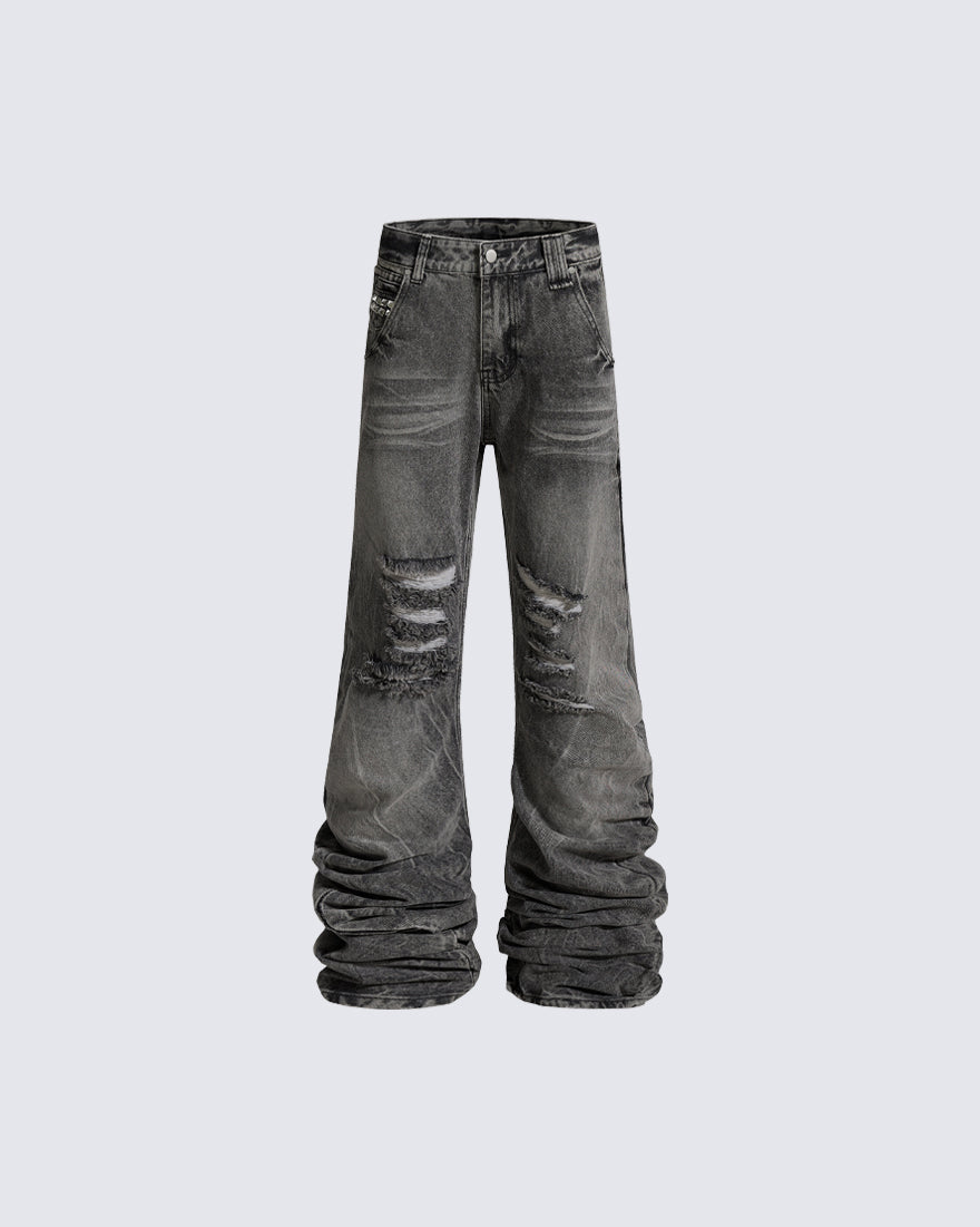 High Street Flared Extra-Long Stacked Jeans