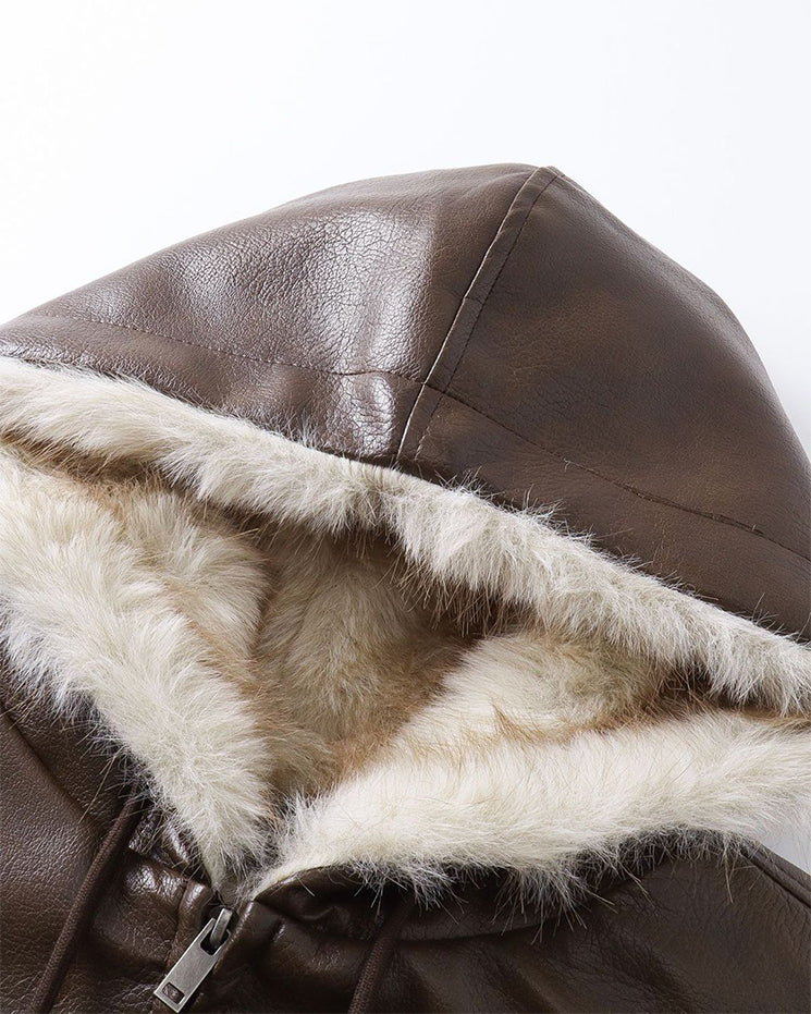 New American-Style Cool Faux Leather Jacket Coat