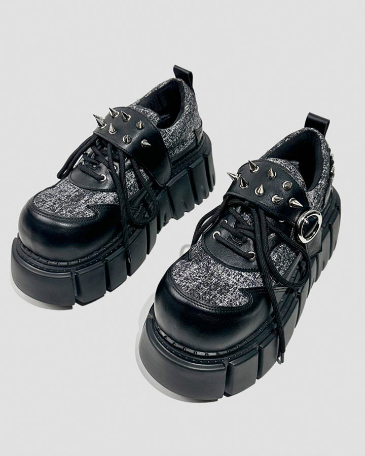 Chunky Studded Platform Lace Up Shoes