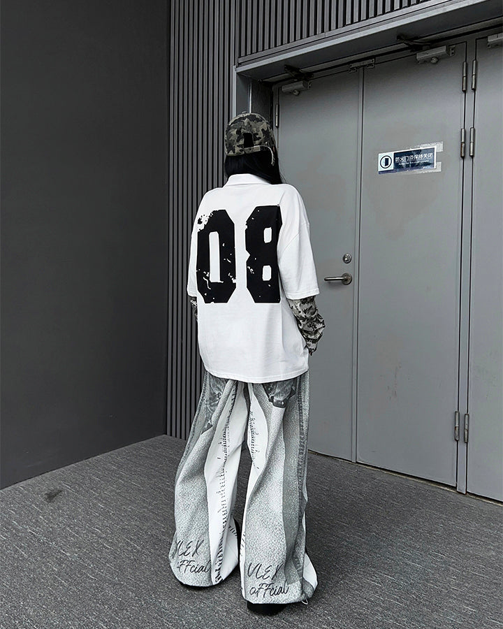 New American 3D Print Wide-Leg Pants