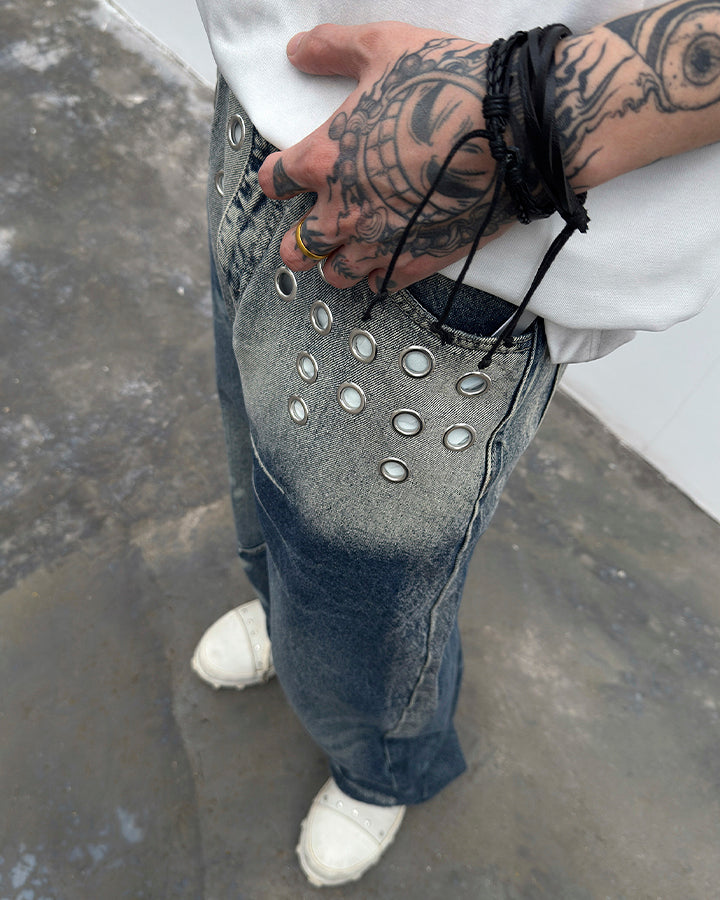 American Punk Metal Blade Denim Pants