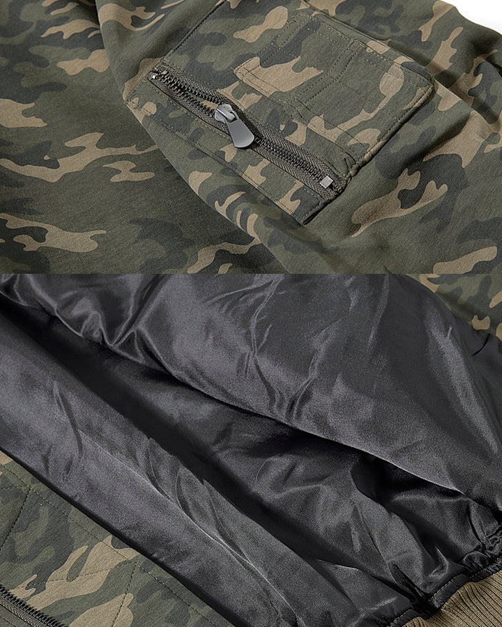 American Fake Two-Piece Patchwork Hooded Jacket