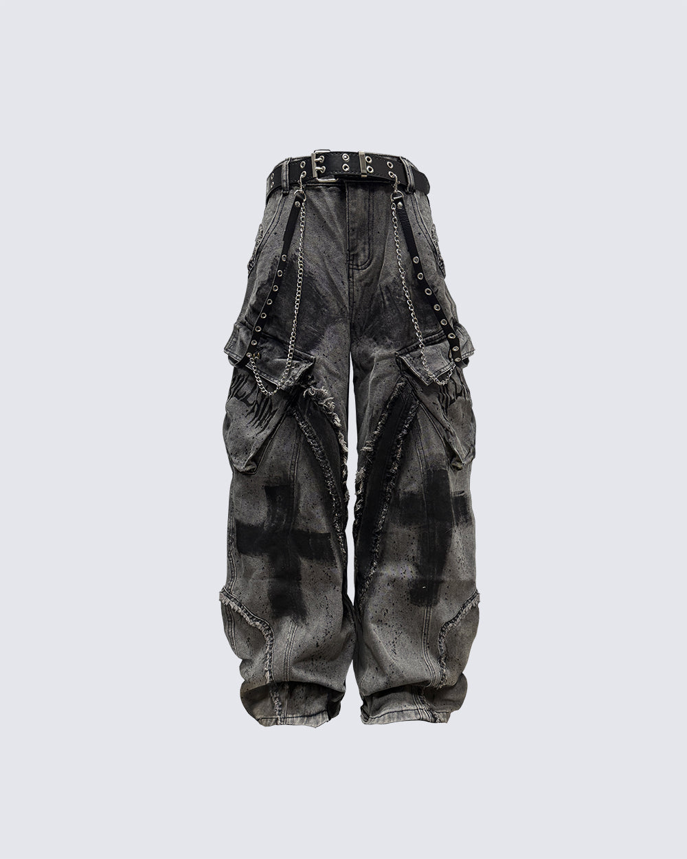 (Clearance)Paint-Splattered Distressed Wide-Leg Jeans