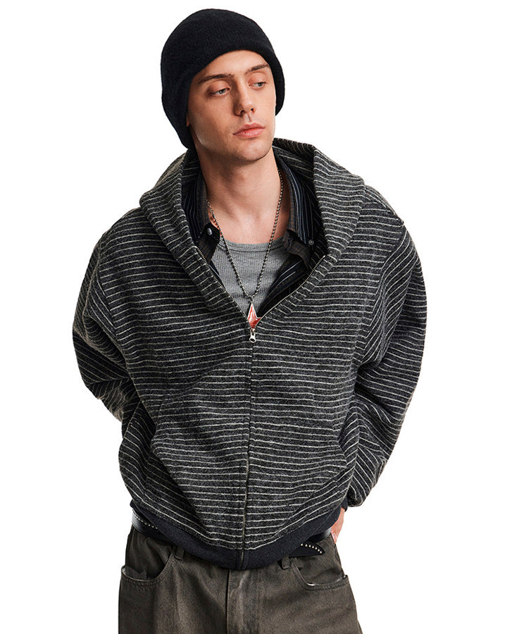 American High-Street Striped Hooded Sweatshirt