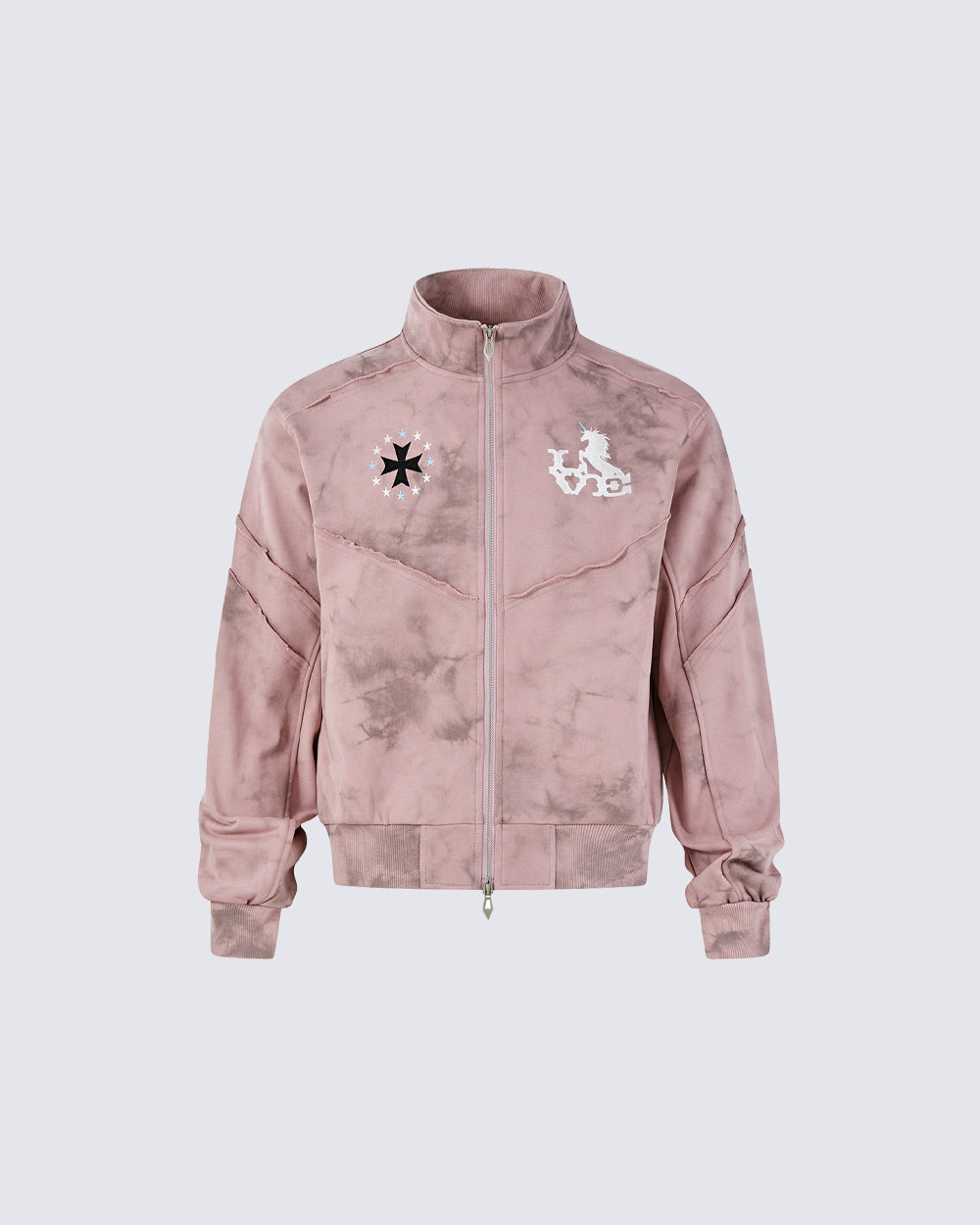 Vintage Wash Embroidered Zip Sweatshirt Jacket