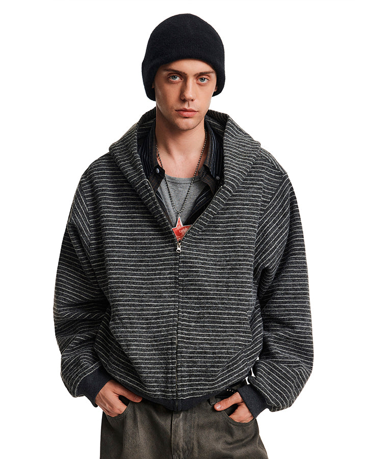American High-Street Striped Hooded Sweatshirt