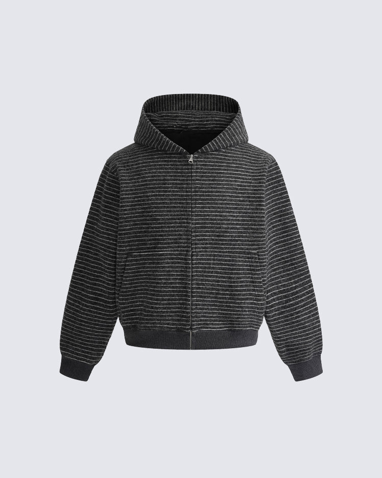 American High-Street Striped Hooded Sweatshirt