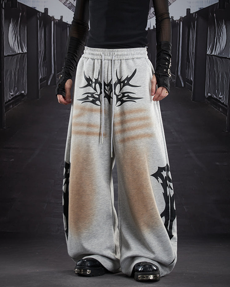 Street Flame Print Wide-Leg Sweatpants