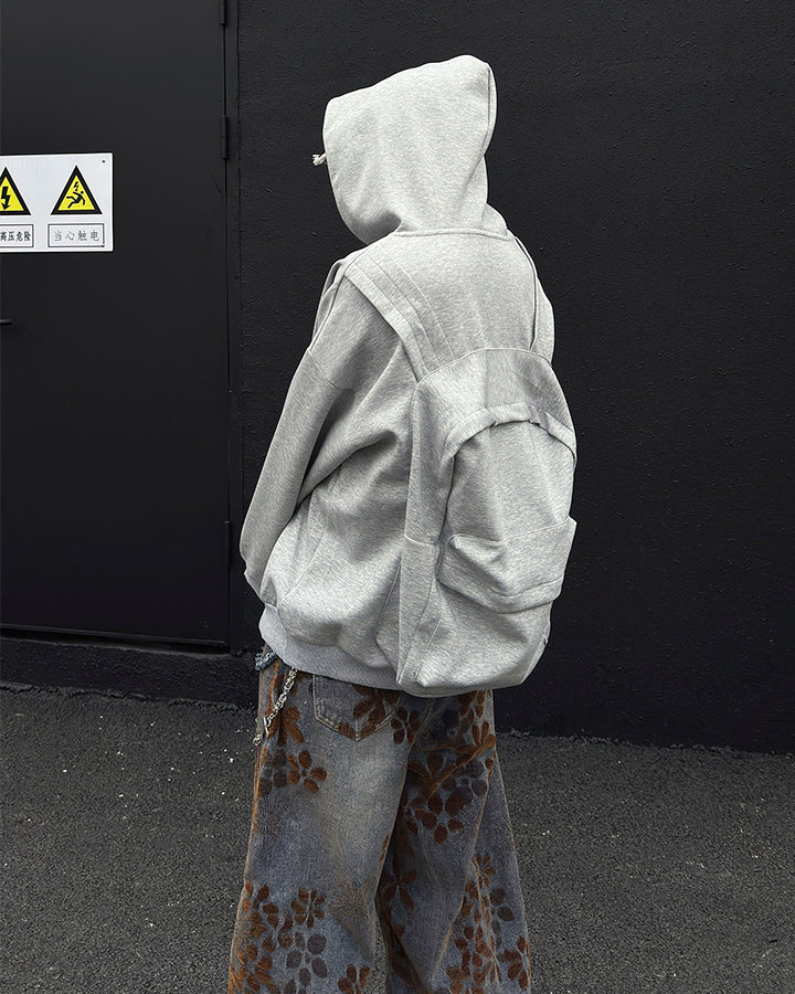 American 3D Backpack Hooded Zip-Up Sweatshirt