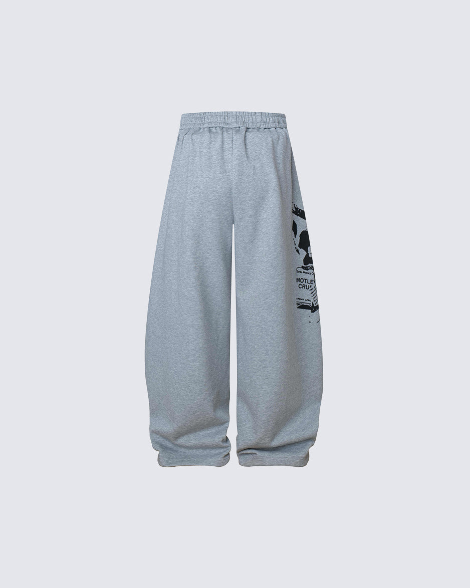 Printed Curved Seam Wide Leg Drawstring Pants