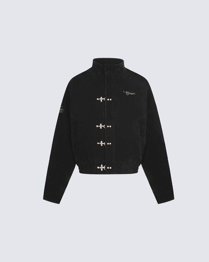 Retro Aviation Buckle Stand Collar Jacket