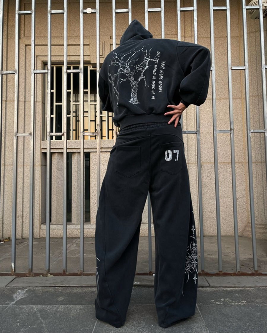 Gothic Tree Graphic Oversized Hoodie