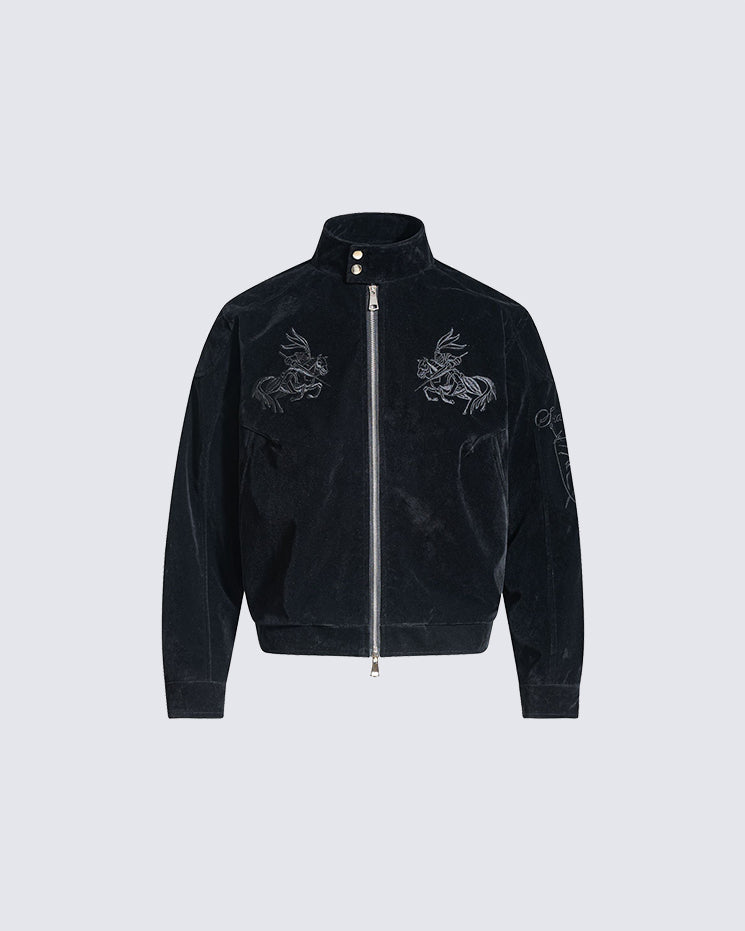 Autumn Winter Embroidered Knight Niche Jacket