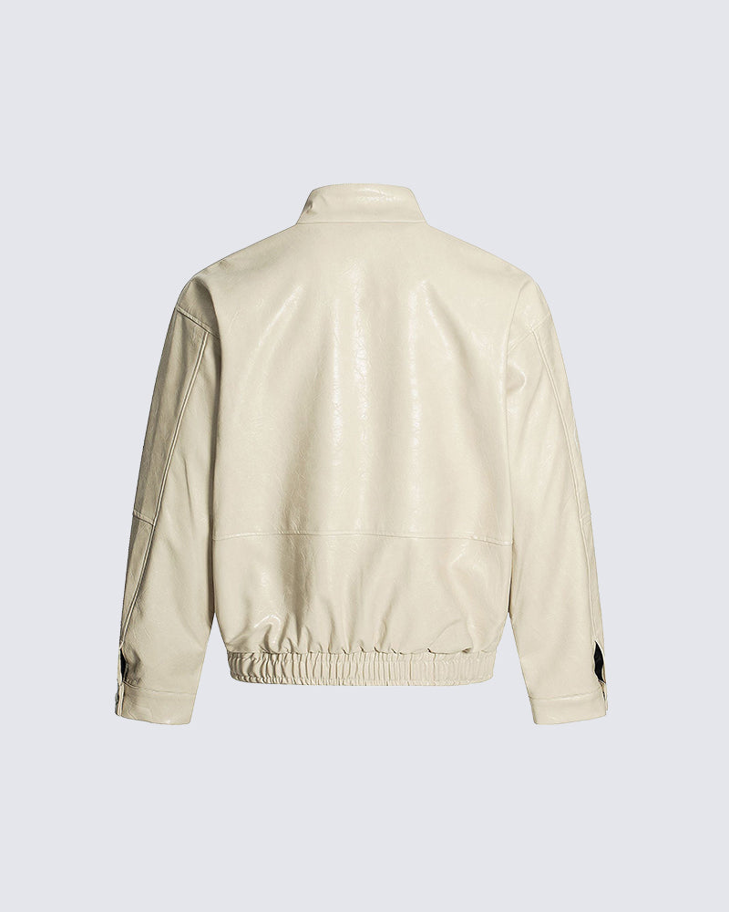Old Money Style Boxy Vintage Biker Jacket