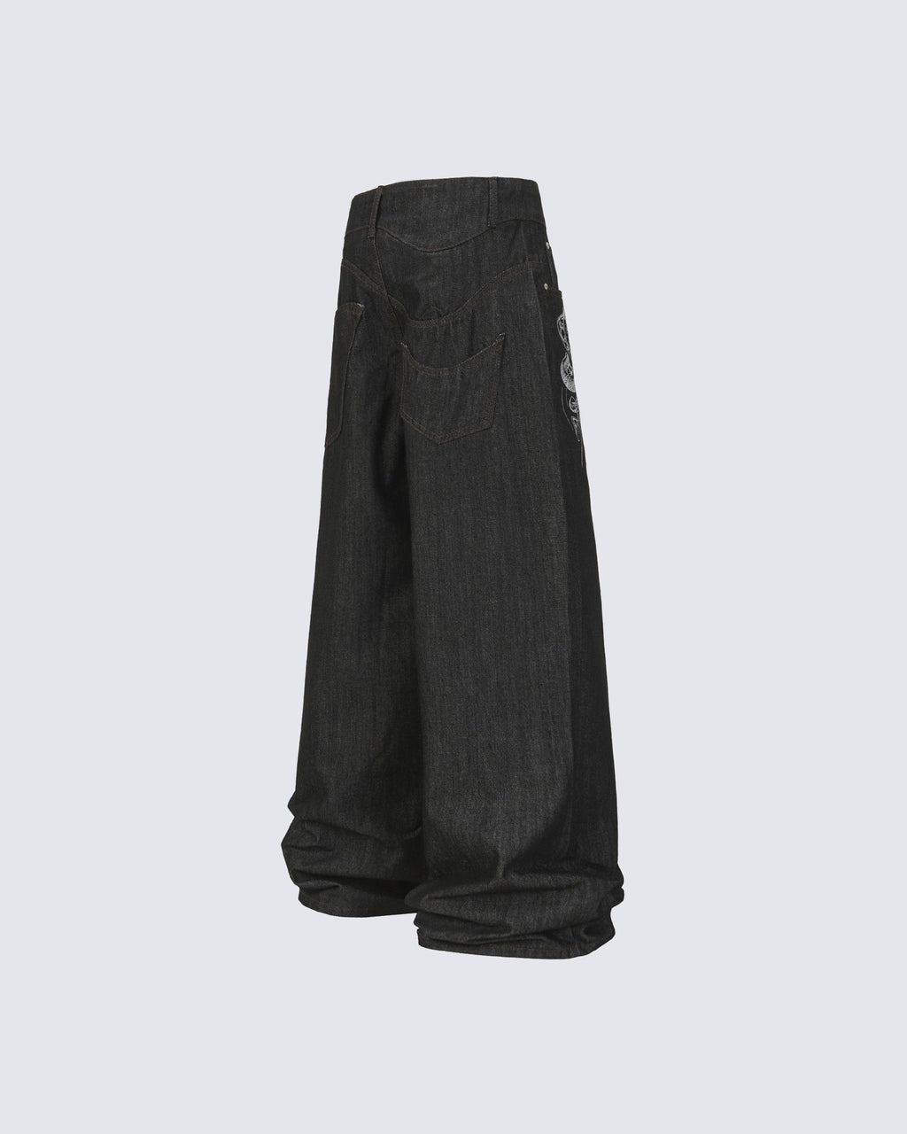 Street Style Snake Embroidery Denim Pants