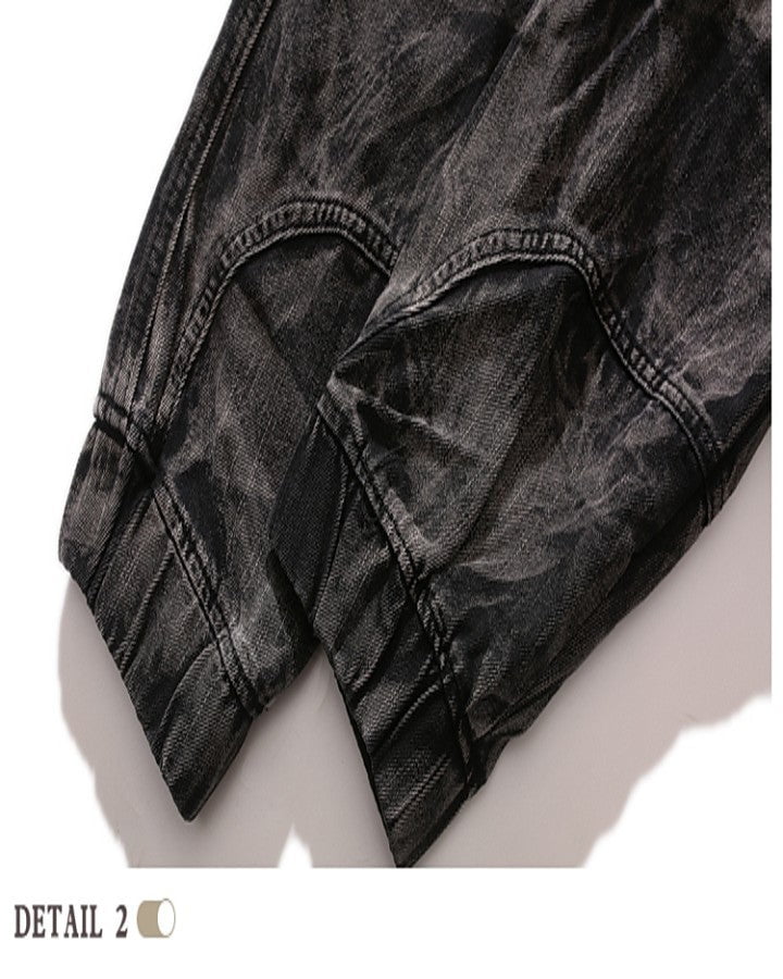 Vintage Black Denim Jacket with Distressed Detailing