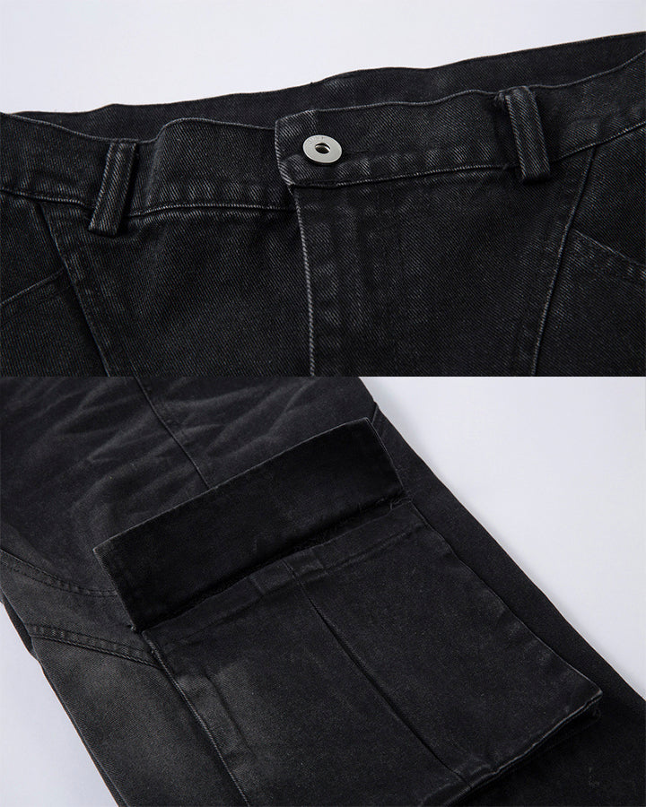 Deconstructed Washed Denim Pants
