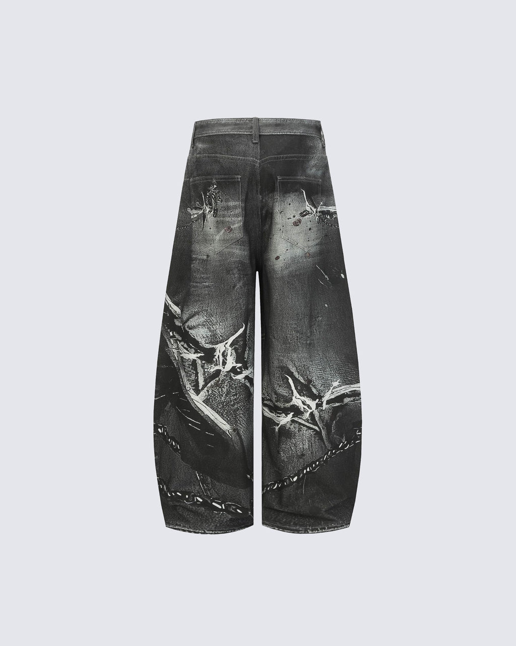 Graphic Print Wide-Leg Denim Jeans