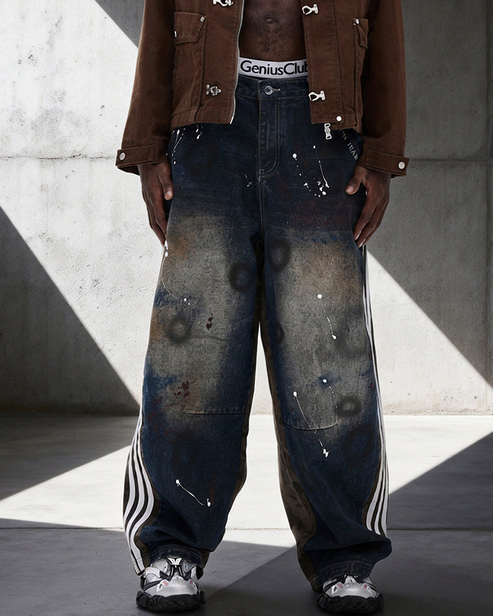 New Camouflage Washed Curved Straight-Leg Pants