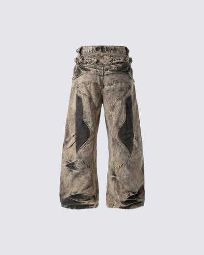 New American Double Waist Heavy Duty Denim Pants