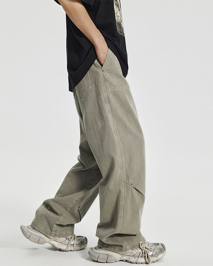Minimal Rivet Panel Wide Leg Pants