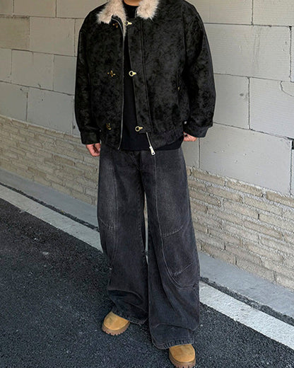 Fleece Lined Loose Fit Jacket