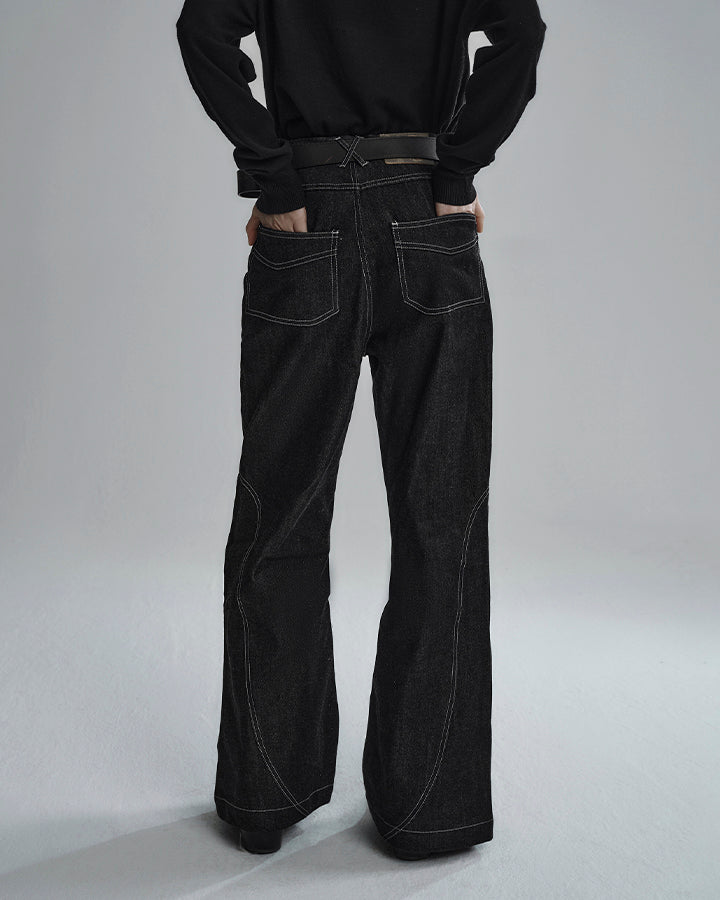 American High Street Flared Black Jeans