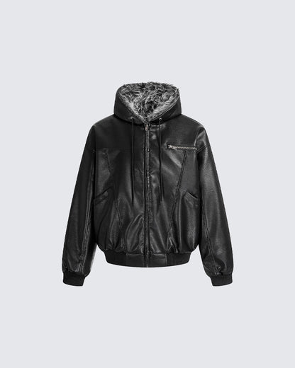 New American-Style Cool Faux Leather Jacket Coat