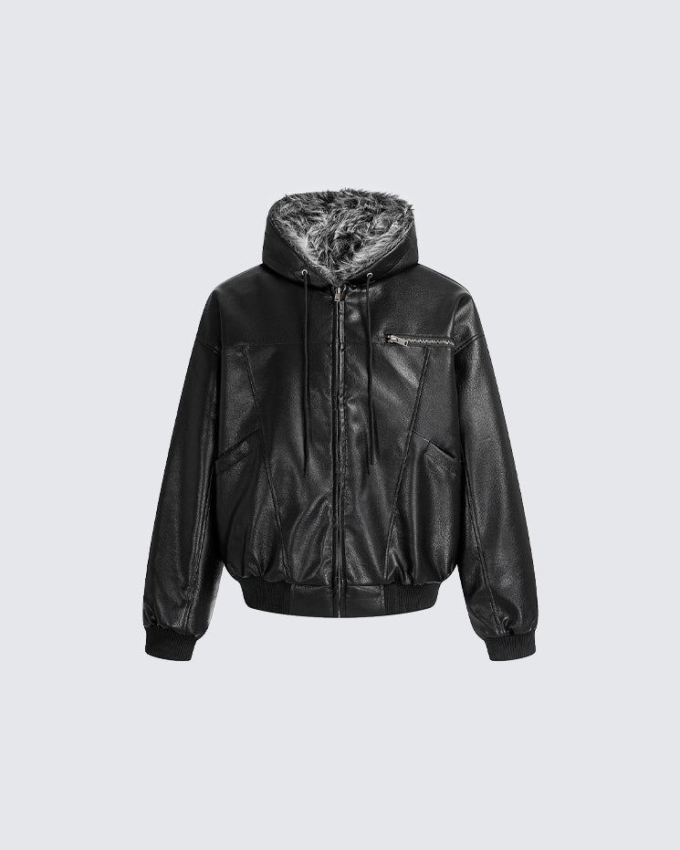 New American-Style Cool Faux Leather Jacket Coat
