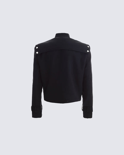 Gothic Buckle Strap Cropped Jacket
