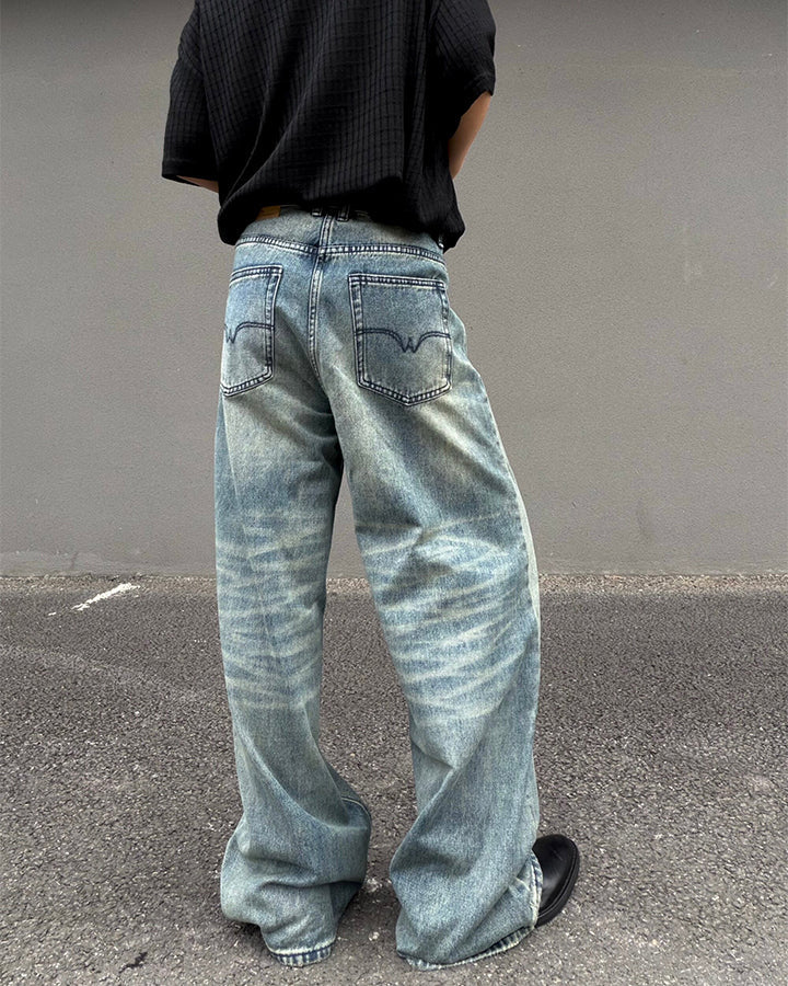 Vintage Washed Straight-Leg Jeans