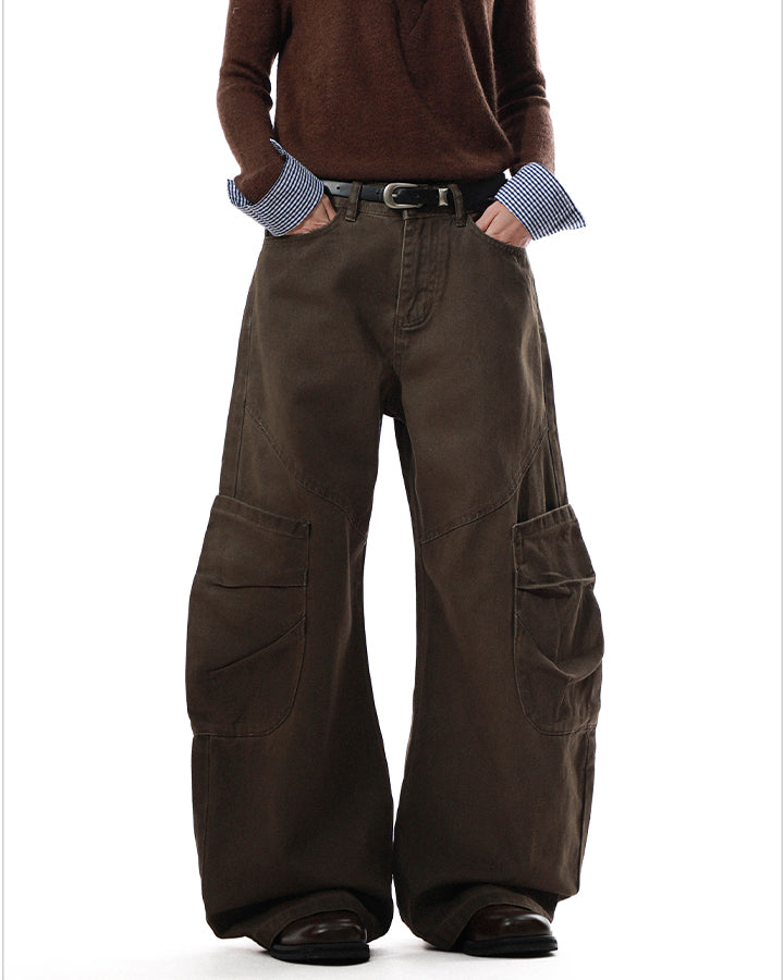 Vintage Washed Cargo Wide-Leg Scimitar Pants