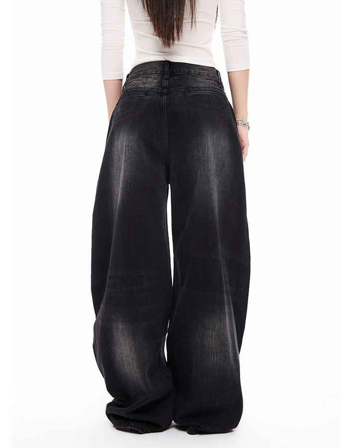 Vintage Washed Wide-Leg Denim Pants