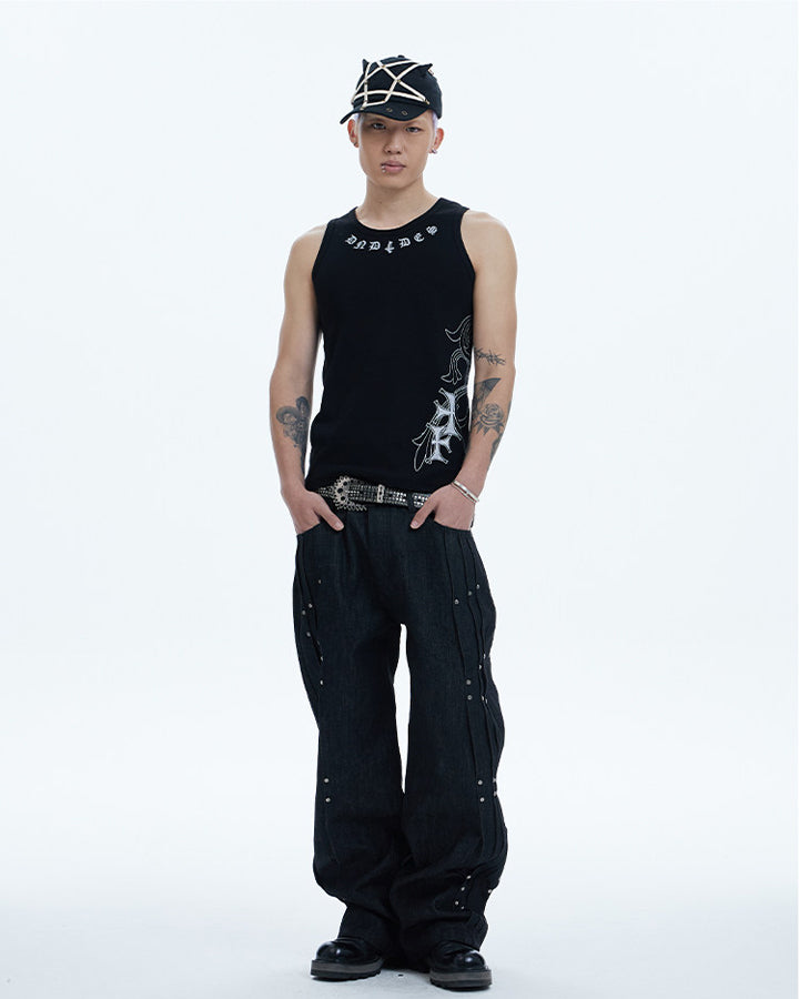 American Street Hip-Hop Slim Cross Tank Top New