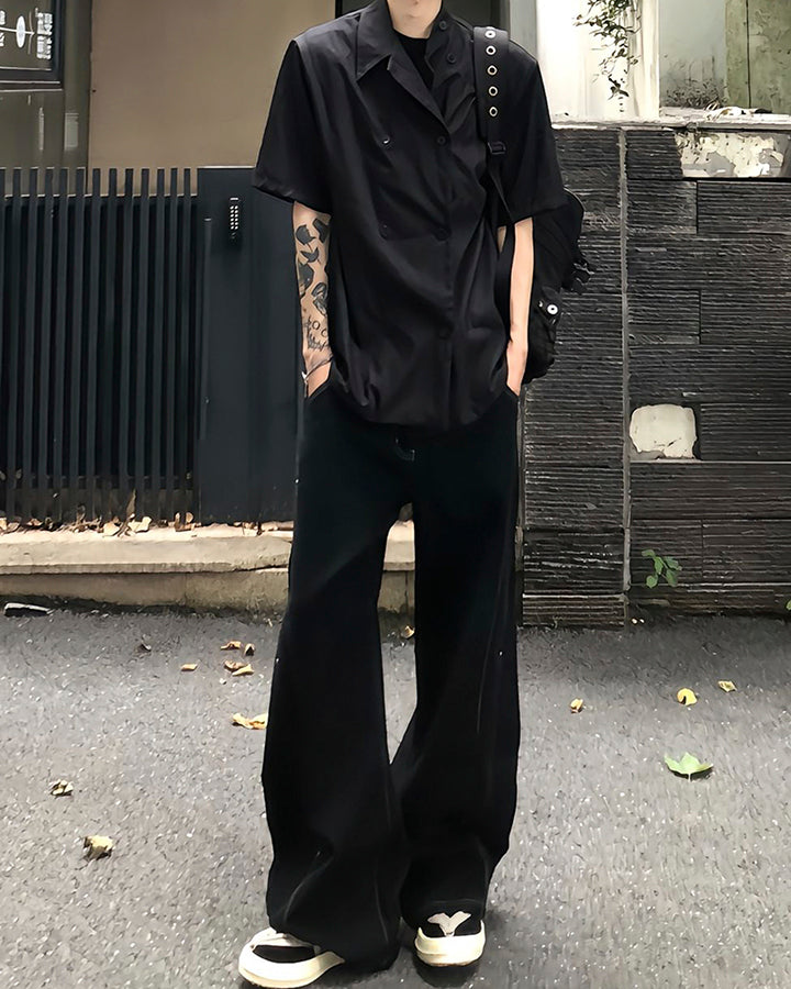 Minimal Rivet Panel Wide Leg Pants