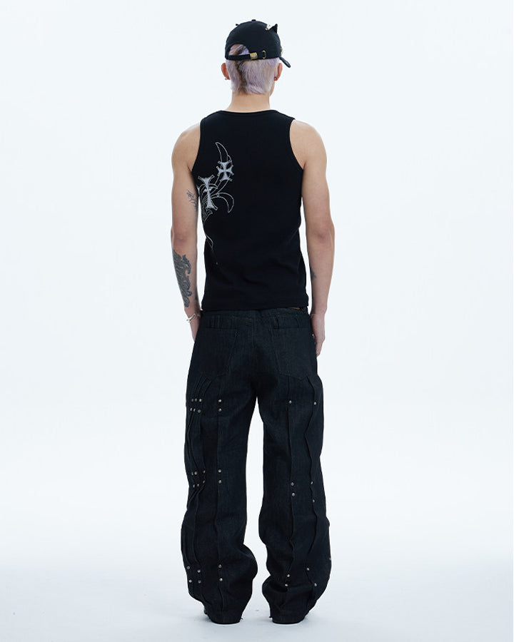 American Street Hip-Hop Slim Cross Tank Top New